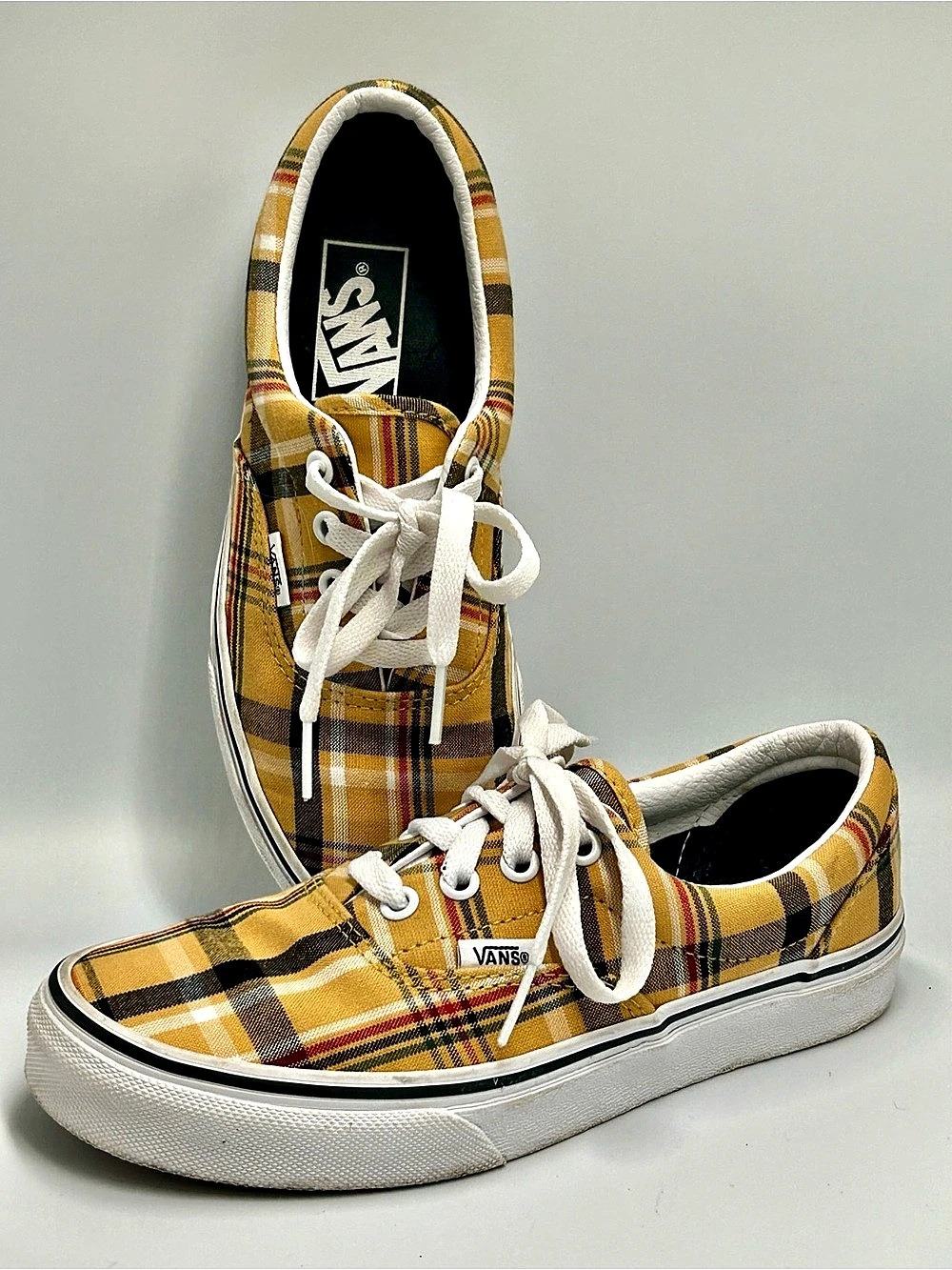 Vans Era Tartan Plaid Skate Shoes Yellow & Black US 6.0